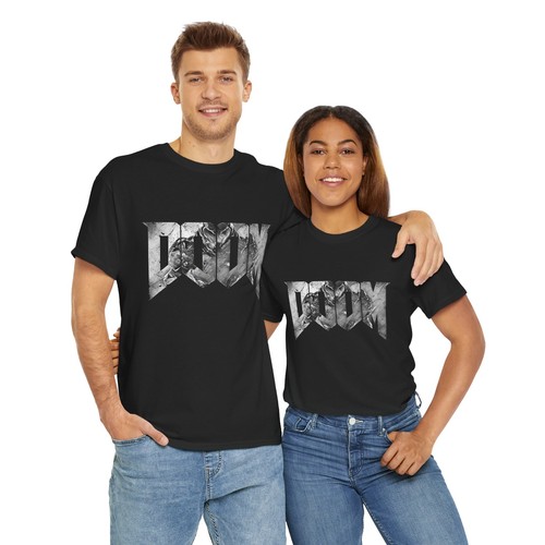 Doom White Logo Game ~ barfool ~ Unisex Heavy Cotton Tee Custom Shirt - Picture 10 of 118