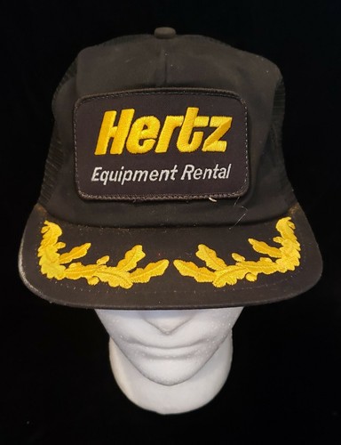 Vintage Navy Hertz Equipment Rental Mesh Trucker Hat Cap Snapback - Picture 2 of 6