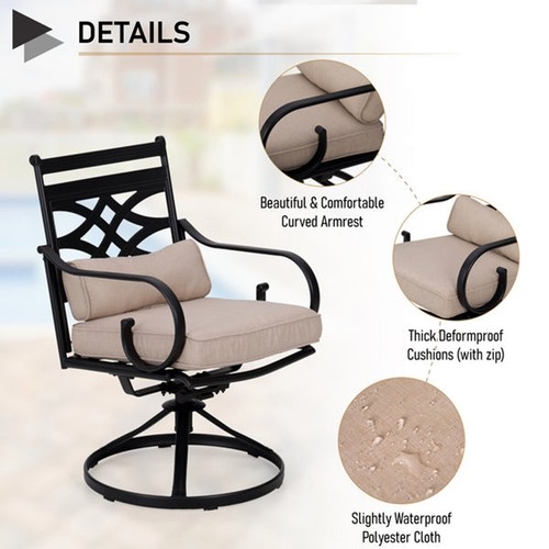 Patio Dining Furniture Set with Umbrella Outdoor Swivel Chairs Table - Picture 4 of 14