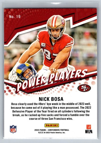 2023 panini contenders football nick bosa power players #19 - Picture 2 of 2