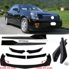 Front Bumper Lip Spoiler Splitter Glossy Black Extension For Cadillac CTS ATS