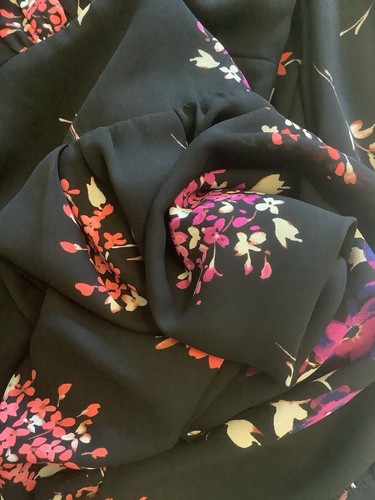 Express Mini Floral Dress Size 6 Women’s V-Neck Long Sleeves Black Lined - Picture 11 of 14