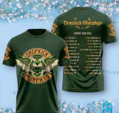 Dropkick Murphys Tiger Sirens Europe Tour 2025 3D T-shirt 2025 Tour 3D T-Shirt