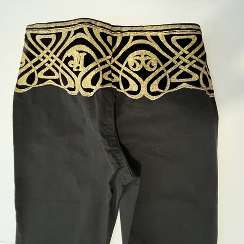 ROBERTO CAVALLI 2006 Art Nouveau Devore Gold Velvet Jeans Pants Trousers Black - Picture 10 of 16