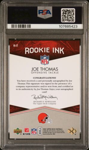 Upper Deck Rookie Ink Joe Thomas Ri-jt 2007 automático Browns Hof Legend PSA 8 - Imagen 2 de 2