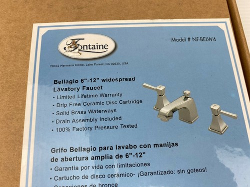 Fontaine Chrome Widespread Bathroom Sink Faucet / NF-BELW4-CP / New - Open Box - Picture 8 of 9