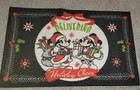 DISNEY SANTA MICKEY & MINNIE MOUSE ACCENT RUG MAT 'DELIVERING HOLIDAY CHEER' 