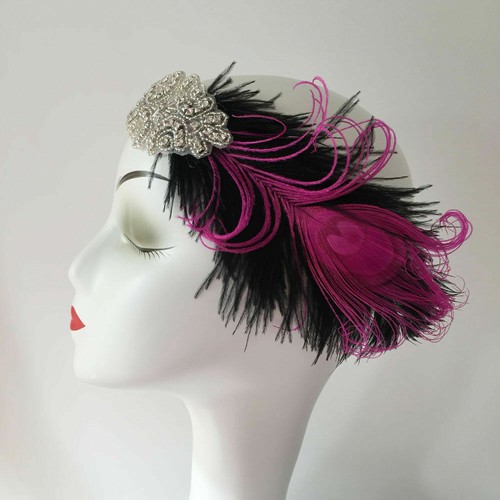 Ostrich Feather Fascinator Hair Clip Headband Gatsby Party Wedding Head Dress - Picture 73 of 151