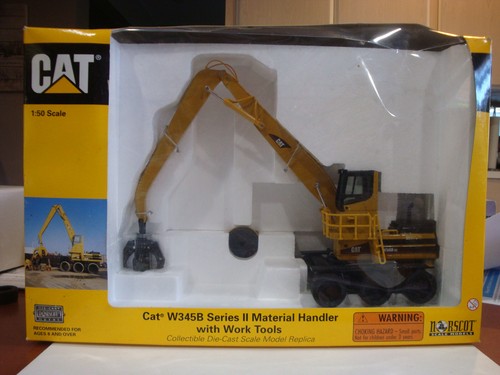 Norscot CAT W345B Series II Material Handler w/ Work Tools Yellow 1:50 Good Box
