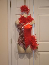new in pkg 2 in 1 REDSILVER SEQUINS tap/jazz dance costume adult large FIT 7-11