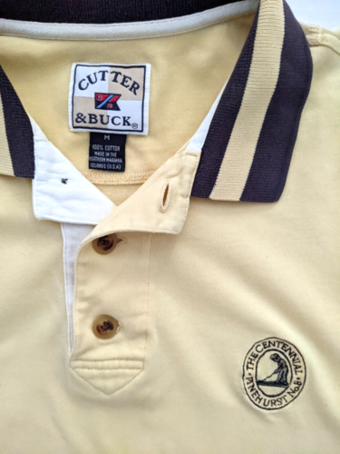 Cutter & Buck Polo Shirt Mens Medium Yellow The Centennial Pinehurst No 8 - Picture 1 of 4