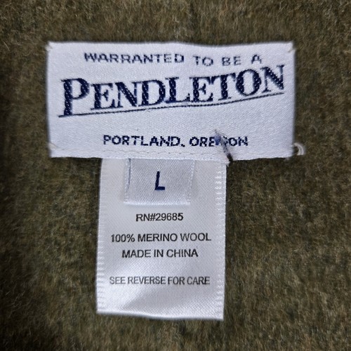 Pendleton Camisa Lana Merino Chaqueta Abrigo Mujer L Verde Oliva Botones - Imagen 3 de 13