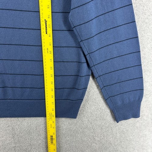J.CREW Sweater Mens Size XL Blue Striped Long Sleeve Merino Wool Blend - Picture 8 of 10