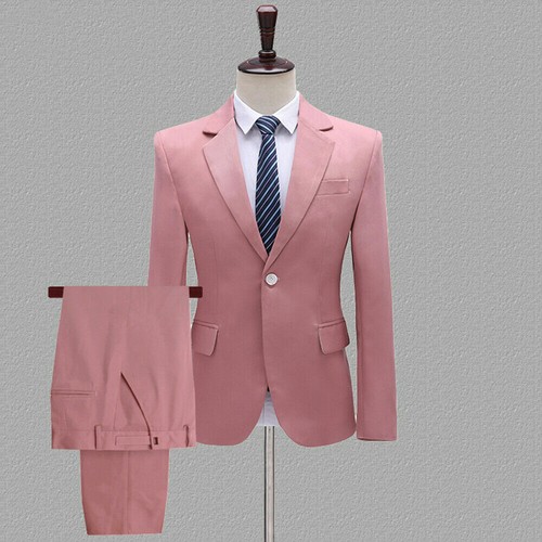 Mens Single Breasted Suit Jackets Pants Notch Lapel Blazer Prom Party Plain Coat - Bild 16 von 26