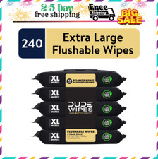 DUDE Flushable Wipes, Extra Large Shea BUTTer Smooth Wet Wipes, 240 Count