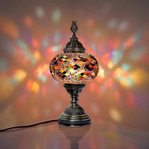 Lámpara de mesa o mesita de noche de mosaico turco marroquí, lámpara de mosaico XL globo multicolor - Imagen 9 de 61