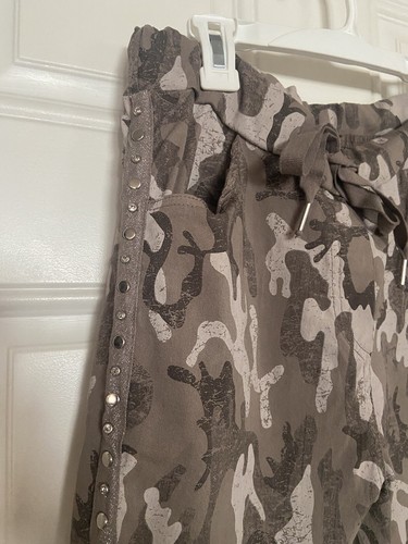 VENTI6 Damen Jogginghose Crinkle Camo Verzierungen Made in Italy Größe S Neu ohne Etikett - Bild 3 von 7
