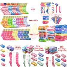 3 12pairs Women Girl Winter Socks Cozy Fuzzy Slipper Fleece Ankle/Knee High Lot