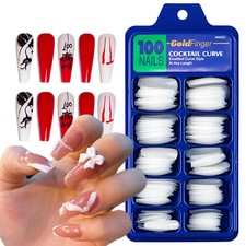 [DDP] Coffin Fake Nail Short Ballerina Press On False Nails Artificial Nail Tips