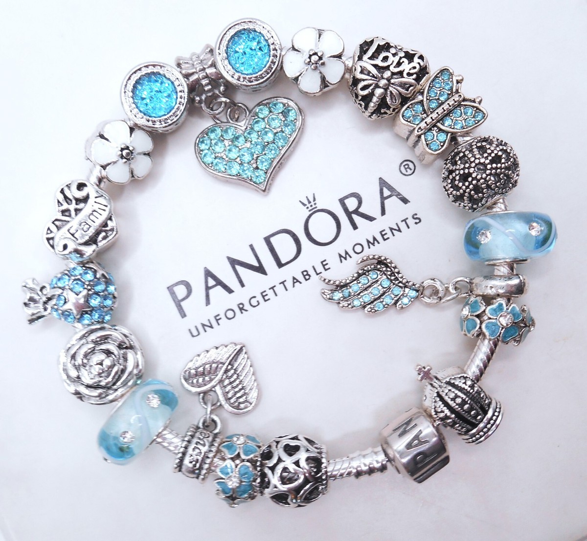 Pandora bracelet sale blue and silver
