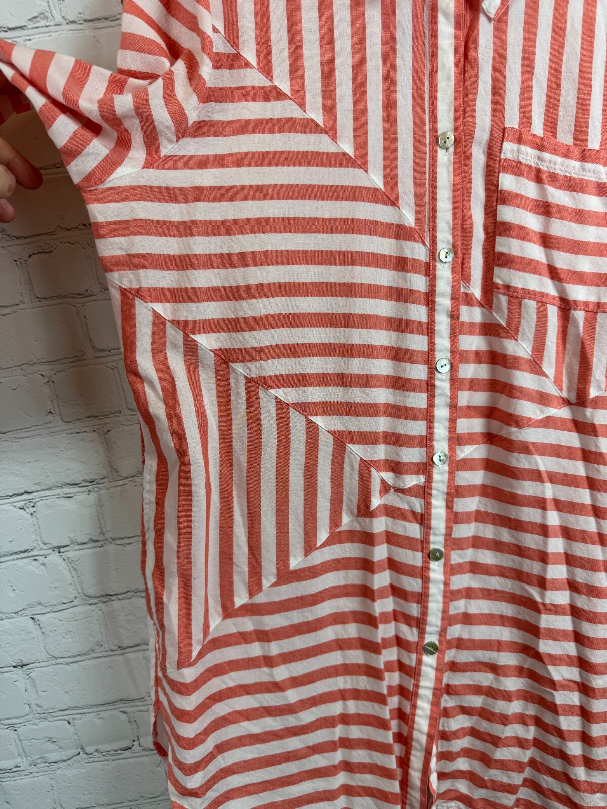 CHICO'S white coral striped lyocell button down s… - image 3