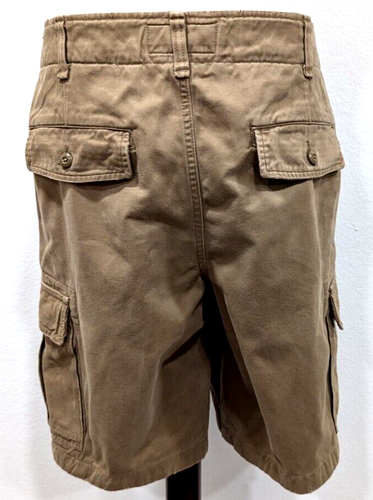Pantaloncini cargo ABERCROMBIE & FITCH uomo kaki cotone pesante bottoni mosca taglia 34 usati in ottime condizioni* - Foto 6 di 8
