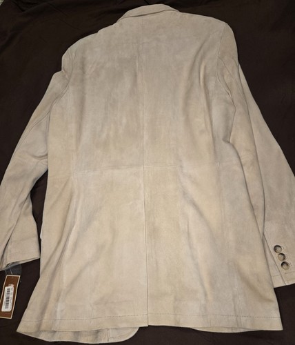 👌 Michael Kors Herren weiche Wildleder Lederjacke Creme $ 600 Neu mit Etikett Größe Large 👌 - Bild 3 von 11