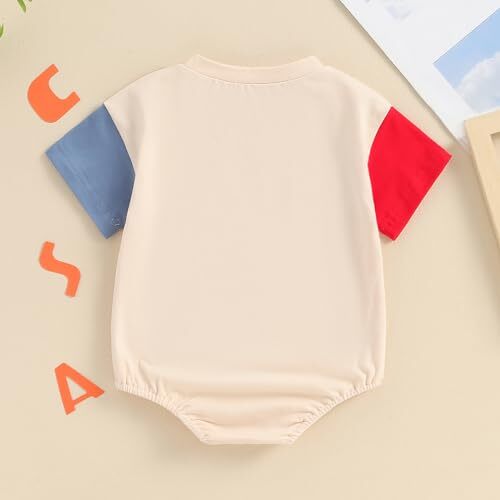 Baby Boy Girl 4th of July Outfit USA Short Sleeve 3-6 Months Usa Beige 1 - Picture 3 of 7