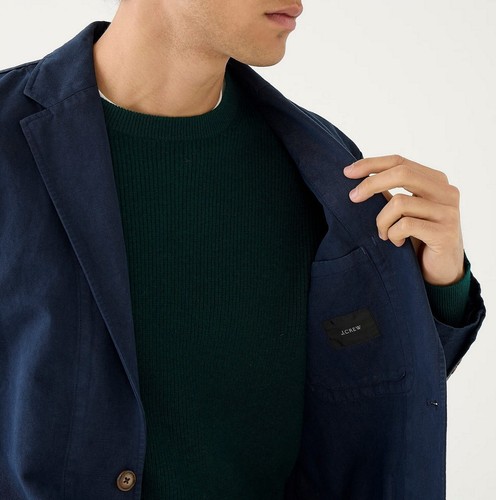 J.CREW Traje Chaqueta y Pantalones Azul Marino Blazer Algodón Lino Chino 40 34 Conjunto Completo Informal - Imagen 4 de 15