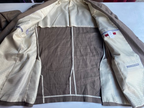 Men’s John Varvatos 100% Linen Two Button Long Sleeve Beige Sport Coat Size 44R - Picture 5 of 12