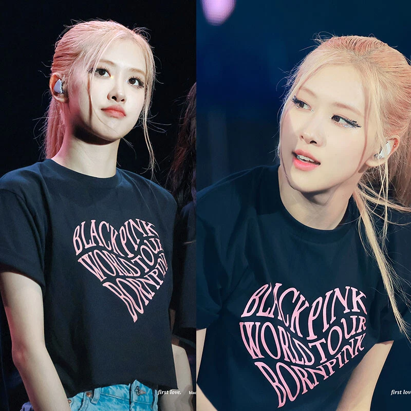 Kpop BLACKPINK TSHIRT 2023 BORN PINK Concert Short Sleeve TEE/Navel T-shirt