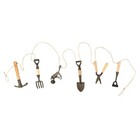 Garden Tool Gardland Decor Garage Shed Hanging Mini Tools Bronze Wheelbarrow