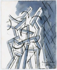 PNEUMATIC DRILLS & DRILLERS Modernist Expressionist MIXED-MEDIA Painting Drawing