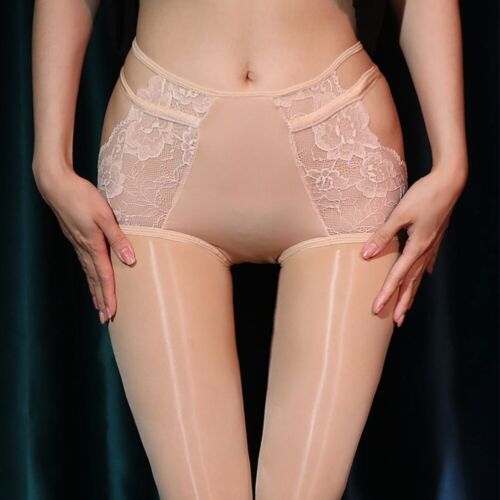 Womens White Leopard Black or Skin Stockings Glossy Silky Sheer Pantyhose New - Picture 14 of 15