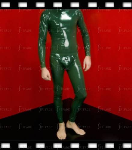 Latex Catsuit For Men Jumpsuit Cod Piece Back 2 Way Zip Cool Customize 0.4mm B30 - Picture 1 of 6