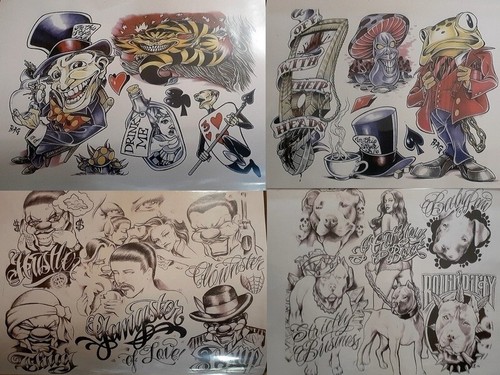 tattoo flash 49 sheets all displayed in a portfolio book - Zdjęcie 13 z 19