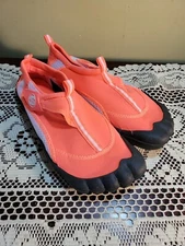 SEVEN  Women’s Water Hiking Toe Shoes Size 9 Black/ Neon Orange Coral Peach 