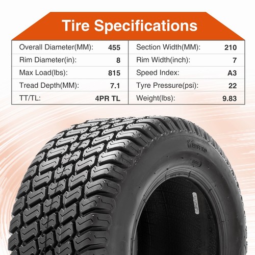 Set 2 Pneumatici Tubeless 18x8,5-8 Rasaerba 4 Strati 18x8,50x8 Trattore Giardino - Foto 3 di 8