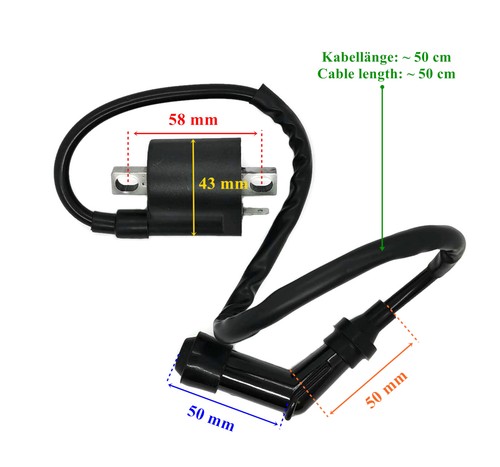Zündspule mit Zündkerzenstecker 12V PW80 für YAMAHA CW PW TT-R YFB YFM YZ Kymco - Picture 3 of 7