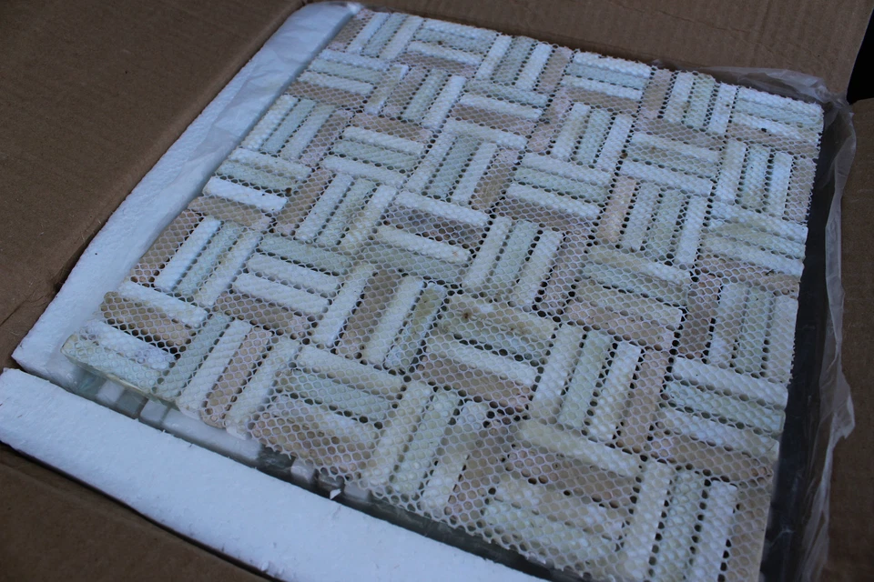 10 HOJAS 10 PIES CUADRADOS Verde Blanco Mosaico Azulejo Malla Piedra Vidrio Baño Cocina Foto 4 de 4