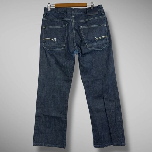 G-Star Raw Jeans Mens 34x28 Blue Dark Wash Coder Straight Embroidered Hemmed - Picture 3 of 13