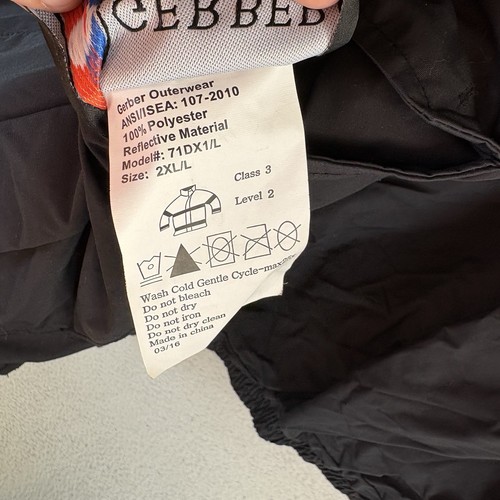Gerber Hi Vis Rain Jacket Mens 2XL Reversible ANSI 107 Black Yellow Liner READ - Picture 19 of 23