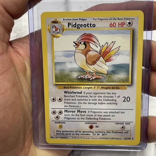 Pokemon Karte - Pidgeotto Base Set 22/102 Rare NM/MT Vintage Vintage Nintendo WOTC