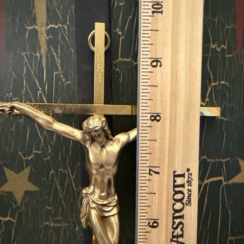 Crucifijo Cruz Colgante de Pared De Colección Tono Dorado Metal Religioso Cristianismo Latón? - Imagen 2 de 8