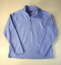 Eddie Bauer Polar Fleece 1/4 Zip Pullover Women's Size L Pale Iris Embossed Geo
