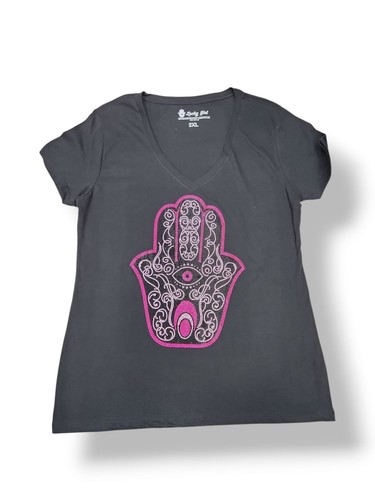 t shirt women cotton Hand of Fatima swarosky - Picture 5 of 14