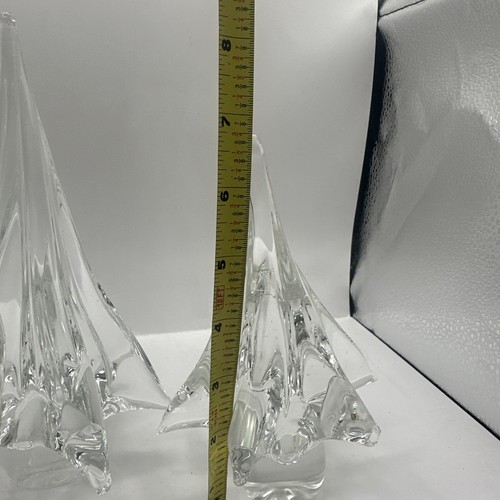 Set of 3 - Vintage Pottery Barn Glass Tabletop Christmas Trees (B5) - Picture 7 of 8