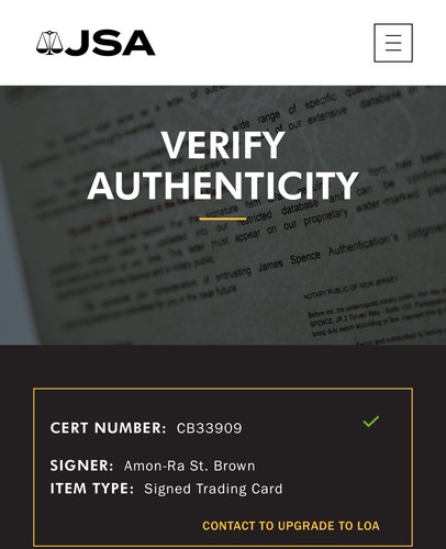 Amon-Ra St. Brown Signed Panini Rookies & Stars Card JSA COA Detroit Lions a - Picture 3 of 3