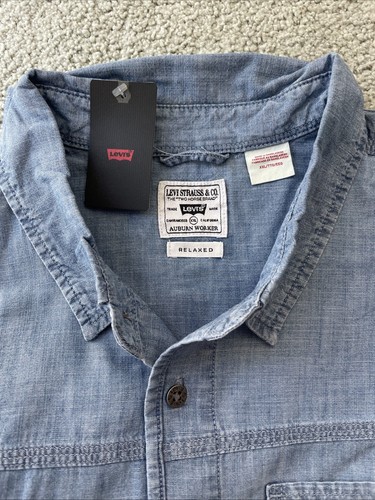 LEVI'S Men's Sz. XXL 2XL Light Blue Auburn Worker Button Down Long Sleeves Shirt - Picture 2 of 16