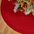 48 Inches Red Knitted Christmas Tree Skirt: Thick Cable Knit Round Tree Skirt...